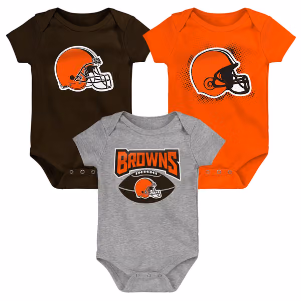 Cleveland Browns Game On Creeper NFL Infant Bodysuit Set (3-Piece) view 1