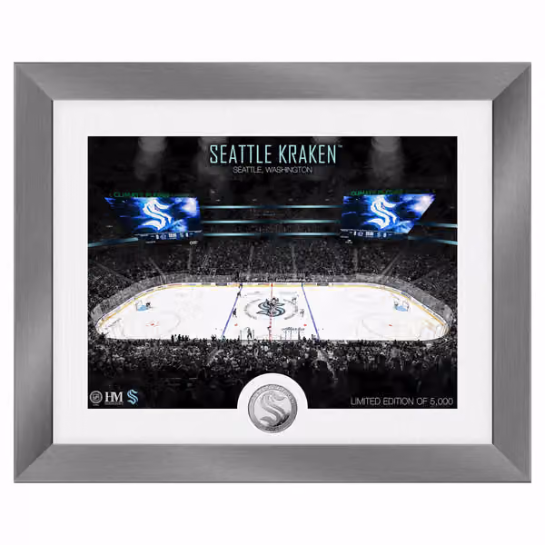 Seattle Kraken Art Deco Stadium Silver Coin Framed NHL Photo view 1