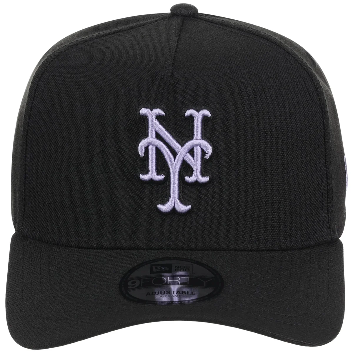New York Mets MLB Black x Lavender FASHION CORE New Era 9FORTY A-Frame detail view
