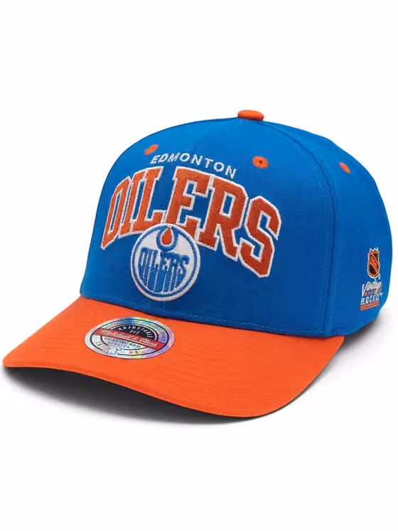 Edmonton Oilers Team Arch Classic Red Stretch-Snap NHL Cap Blue product photo