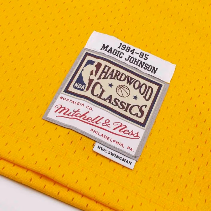 Magic Johnson #32 Los Angeles Lakers 1984-85 Swingman NBA Jersey Yellow view 3