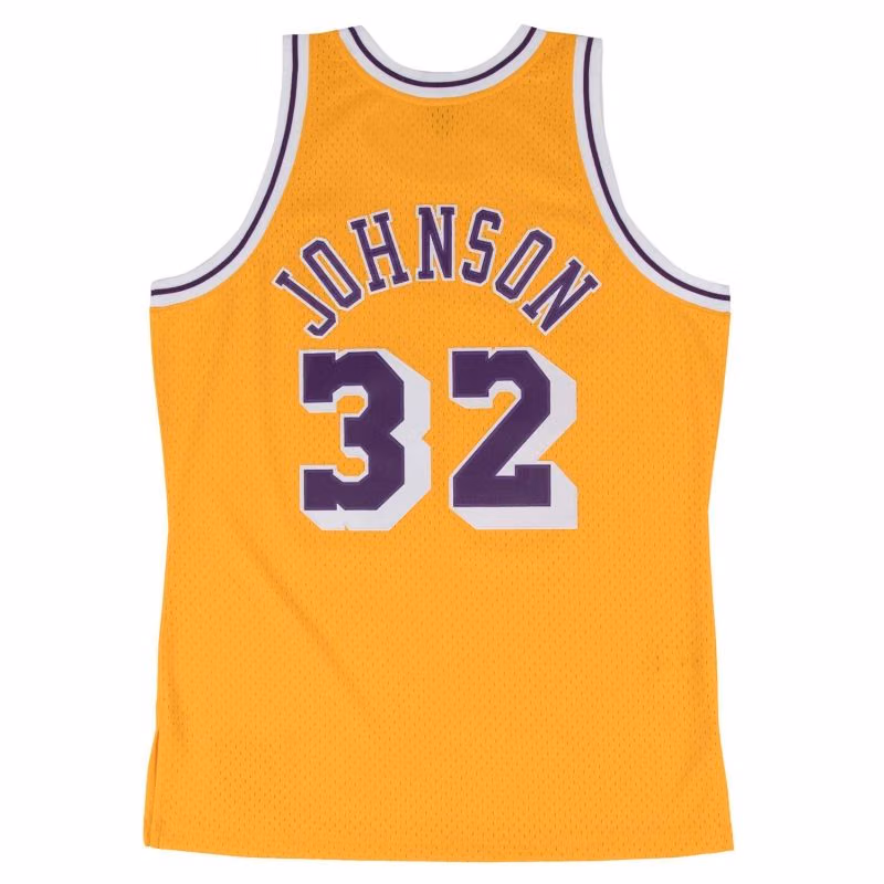 Magic Johnson #32 Los Angeles Lakers 1984-85 Swingman NBA Jersey Yellow view 2