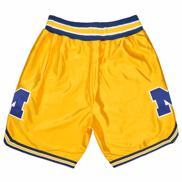 Michigan Wolverines 1991-92 Mitchell & Ness Authentic NCAA Shorts Yellow view 2