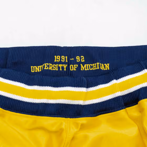 Michigan Wolverines 1991-92 Mitchell & Ness Authentic NCAA Shorts Yellow view 4