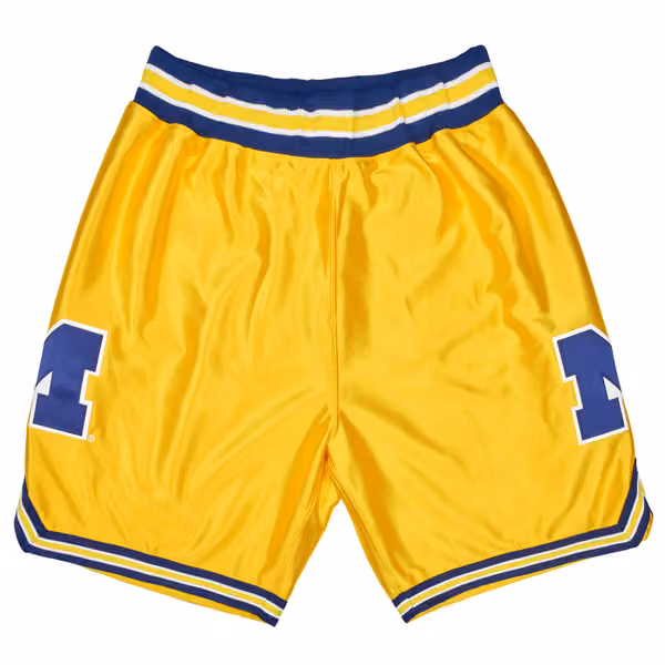 Michigan Wolverines 1991-92 Mitchell & Ness Authentic NCAA Shorts Yellow view 1