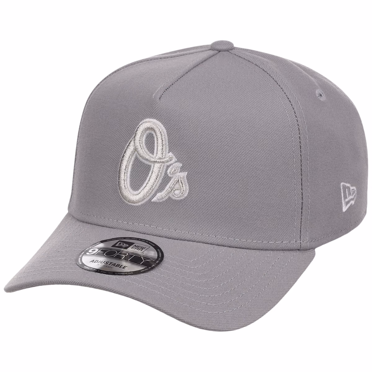 Baltimore Orioles MLB Gray x White FASHION CORE New Era 9FORTY A-Frame detail view