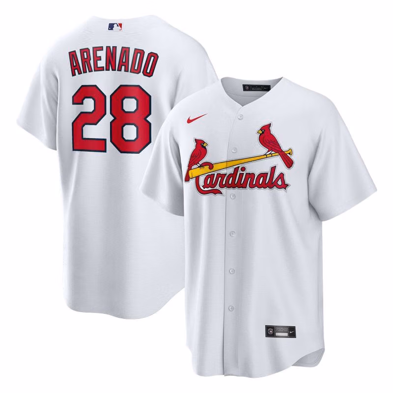 Nolan Arenado #28 St. Louis Cardinals Nike MLB Jersey White view 1
