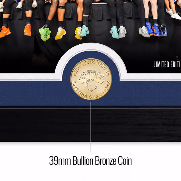 New York Knicks 2026 NBA Champions Celebration Bronze Coin Framed Photo view 2