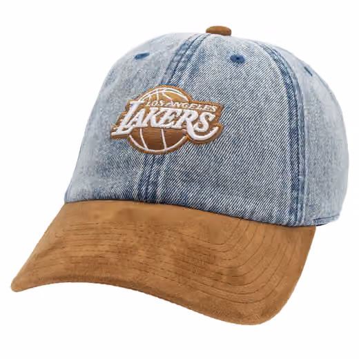 Los Angeles Lakers Denim Suede 1904 Strapback NBA Cap Blue/Brown product photo