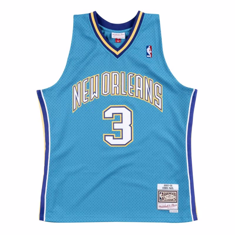Chris Paul #3 New Orleans Hornets 2005-06 Mitchell & Ness Swingman NBA Jersey Teal view 1