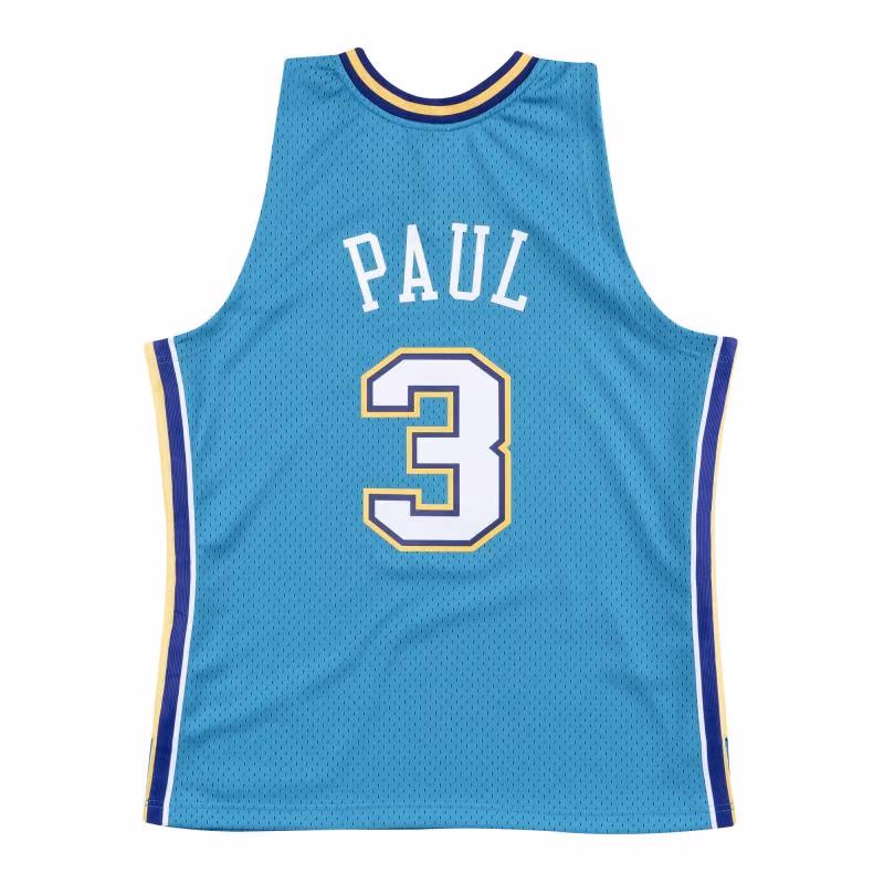 Chris Paul #3 New Orleans Hornets 2005-06 Mitchell & Ness Swingman NBA Jersey Teal view 2