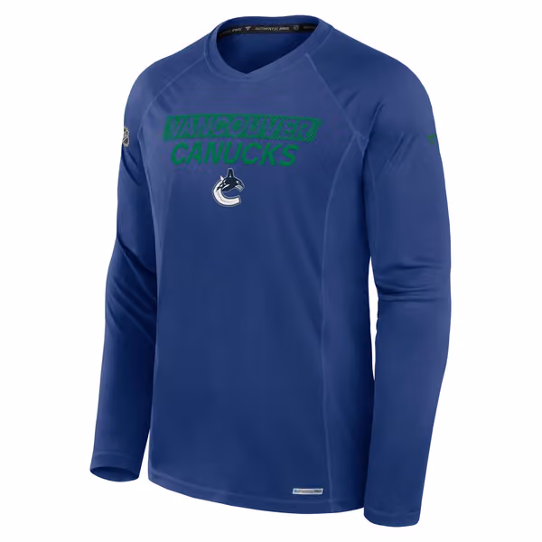Vancouver Canucks 2024/25 Authentic Pro Rink Tech NHL Long Sleeve Blue view 1