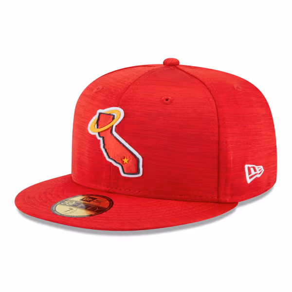 Los Angeles Angels 2023 MLB Clubhouse New Era 59FIFTY Fitted Cap Red product photo