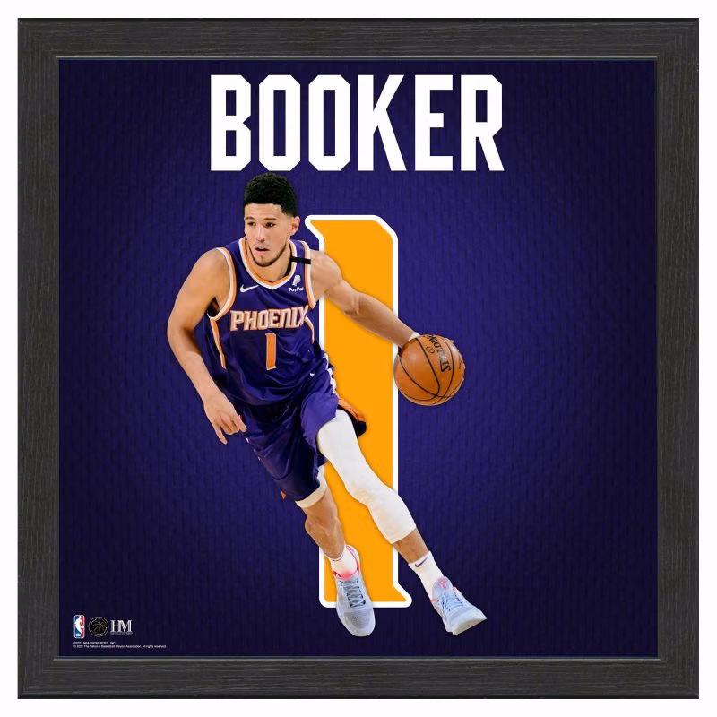Devin Booker #1 Phoenix Suns Impact Jersey Framed NBA Photo view 1