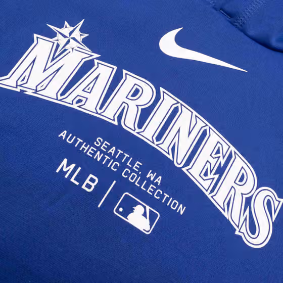 Seattle Mariners 2024 MLB Authentic Practice Nike Therma Hoodie Blue view 3