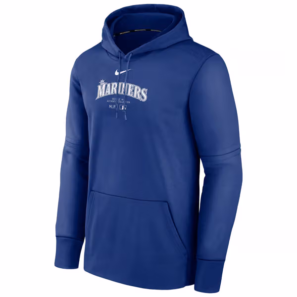 Seattle Mariners 2024 MLB Authentic Practice Nike Therma Hoodie Blue view 1