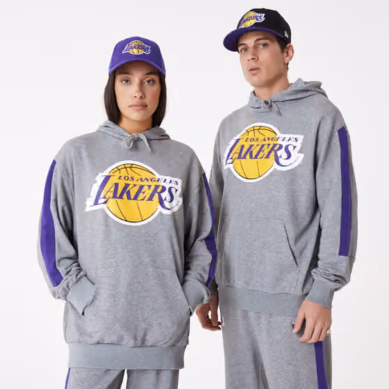 Los Angeles Lakers New Era Color Block NBA Hoodie Gray view 6