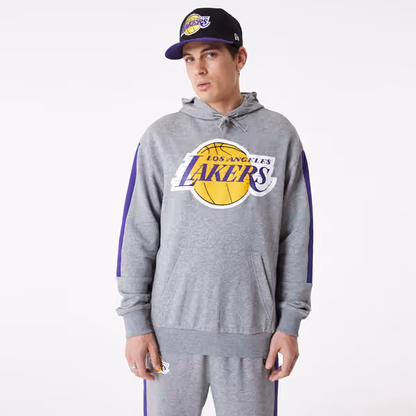 Los Angeles Lakers New Era Color Block NBA Hoodie Gray view 2