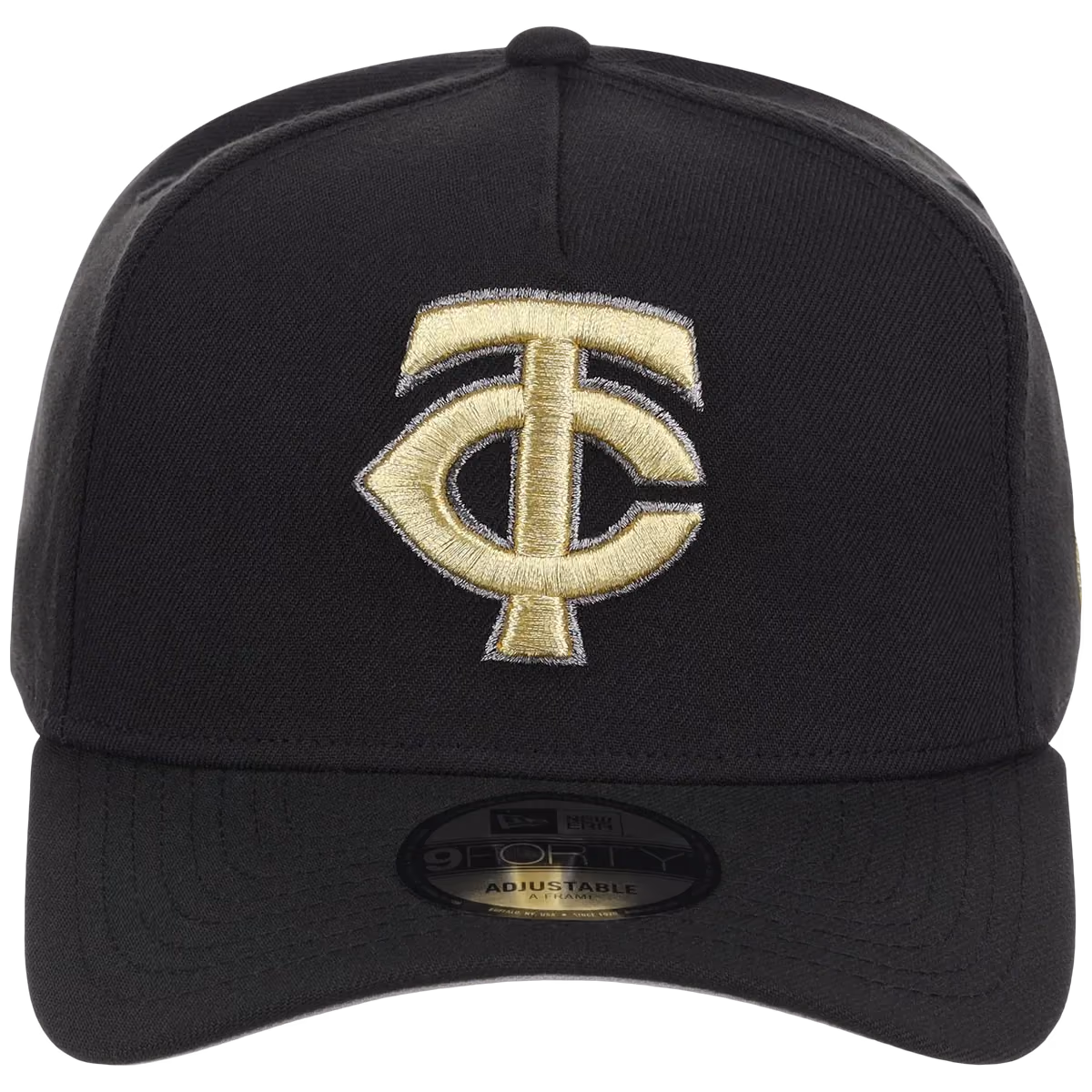 Minnesota Twins MLB Black x Gold FASHION CORE New Era 9FORTY A-Frame detail view