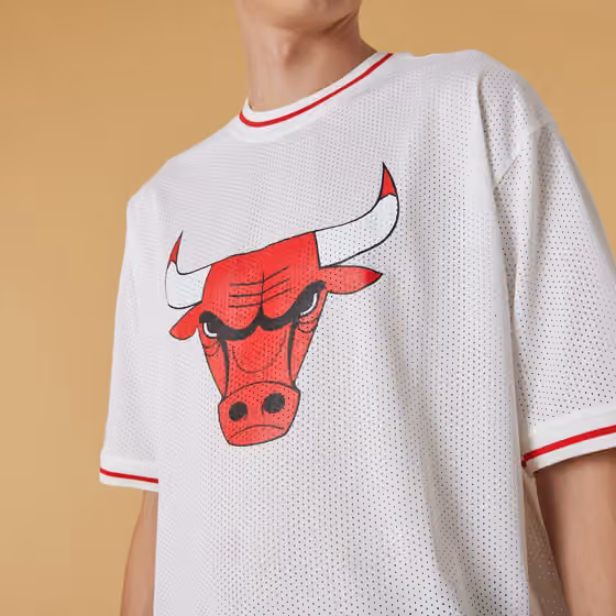 Chicago Bulls Logo Oversized New Era Mesh NBA T-Shirt White view 4