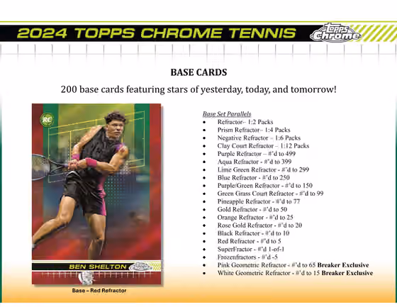 2024 Topps Chrome Tennis Hobby Box view 3