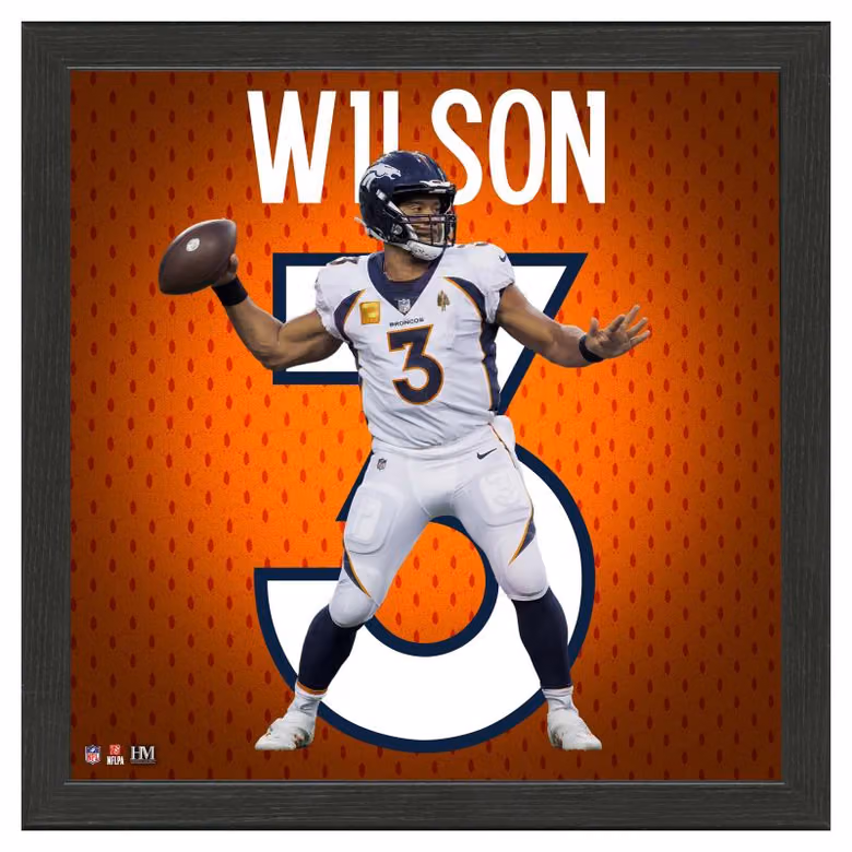 Russell Wilson #3 Denver Broncos Impact Jersey Framed NFL Photo view 1