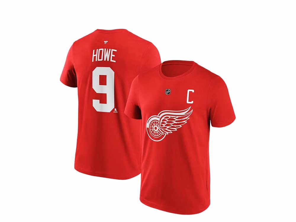 Fanatics Detroit Red Wings Gordie Howe Name & Number T-Shirt front