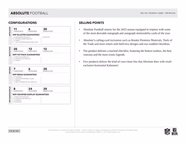 2025 Panini Absolute Football NFL Mega Box view 5