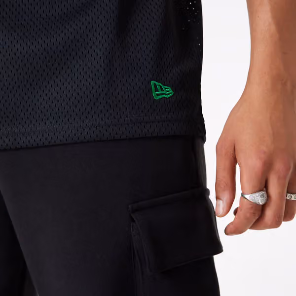 Boston Celtics New Era Oversized NBA Mesh T-Shirt Black view 6