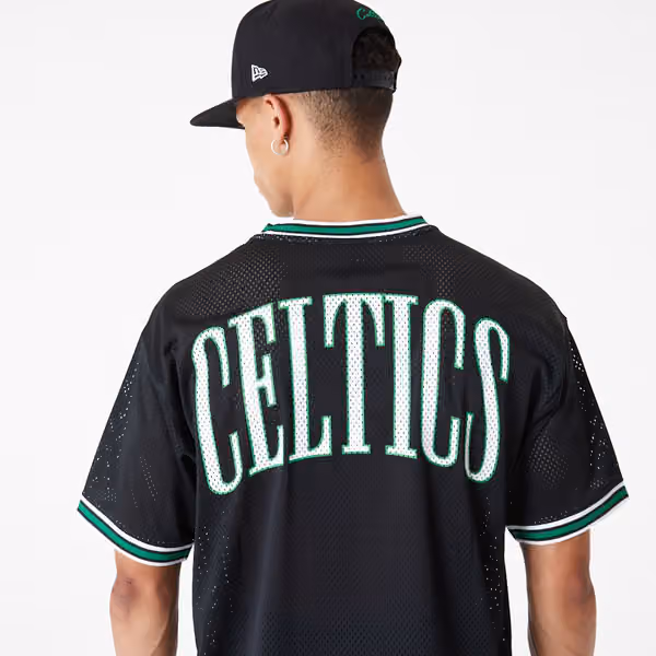 Boston Celtics New Era Oversized NBA Mesh T-Shirt Black view 4