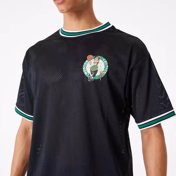 Boston Celtics New Era Oversized NBA Mesh T-Shirt Black view 3