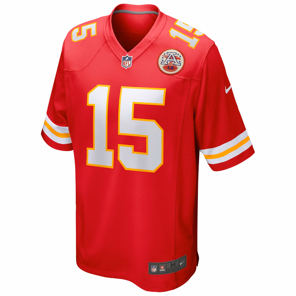 Patrick Mahomes #15 Kansas City Chiefs Nike Game Football NFL Jersey Red view 2