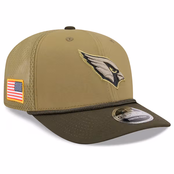 Arizona Cardinals 2025 NFL Salute to Service 9SEVENTY Trucker Snapback Cap Olive product photo