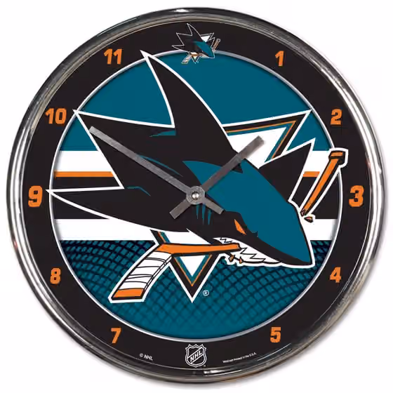 San Jose Sharks Chrome NHL Wall Clock view 1