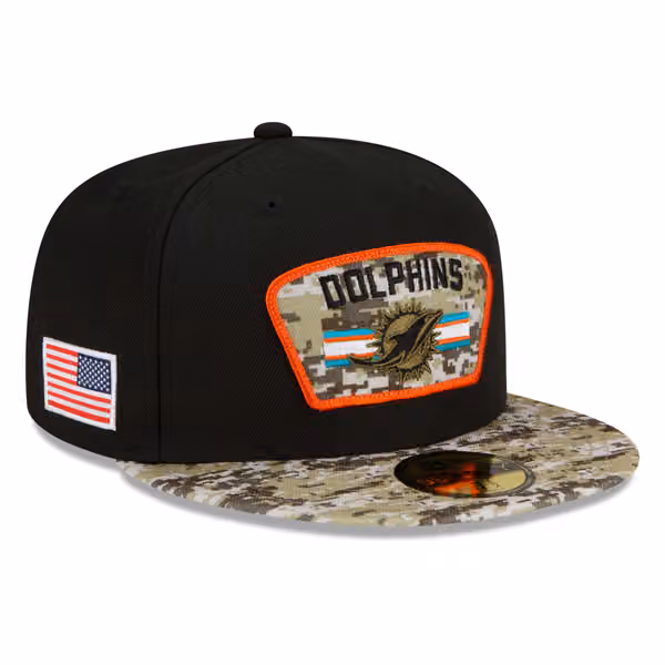 Miami Dolphins 2021 NFL On-Field Salute to Service New Era 59FIFTY Fitted Cap product photo