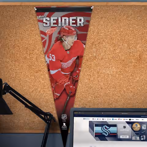 Moritz Seider Detroit Red Wings WinCraft Premium NHL Pennant view 3