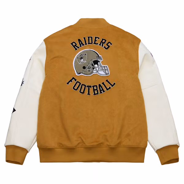 Oakland Raiders Dusted Varsity NFL Jacket Brown/Cream view 2