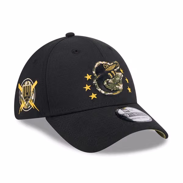 Baltimore Orioles 2024 MLB Armed Forces New Era 39THIRTY Flex Cap Black product photo