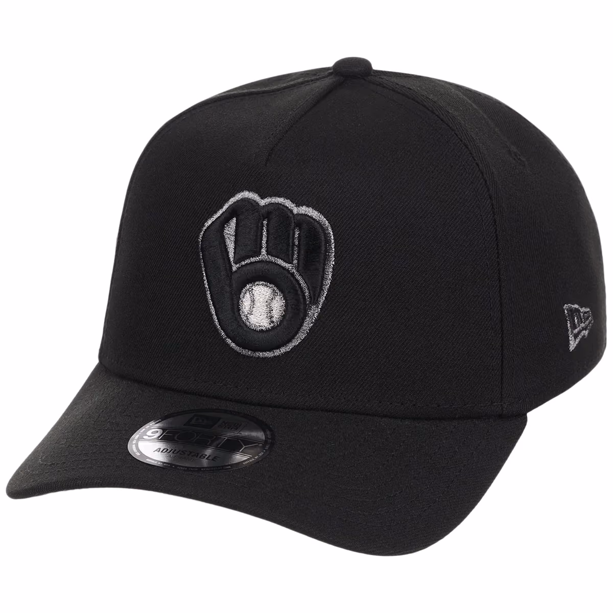 Milwaukee Brewers MLB Liquid Titanium New Era 9FORTY A-Frame detail view