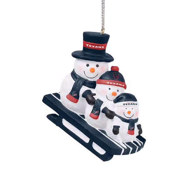 Houston Texans NFL Sledding Snowmen Christmas Ornament view 1