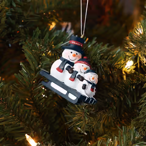 Houston Texans NFL Sledding Snowmen Christmas Ornament view 3