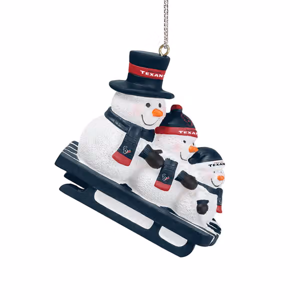 Houston Texans NFL Sledding Snowmen Christmas Ornament view 2