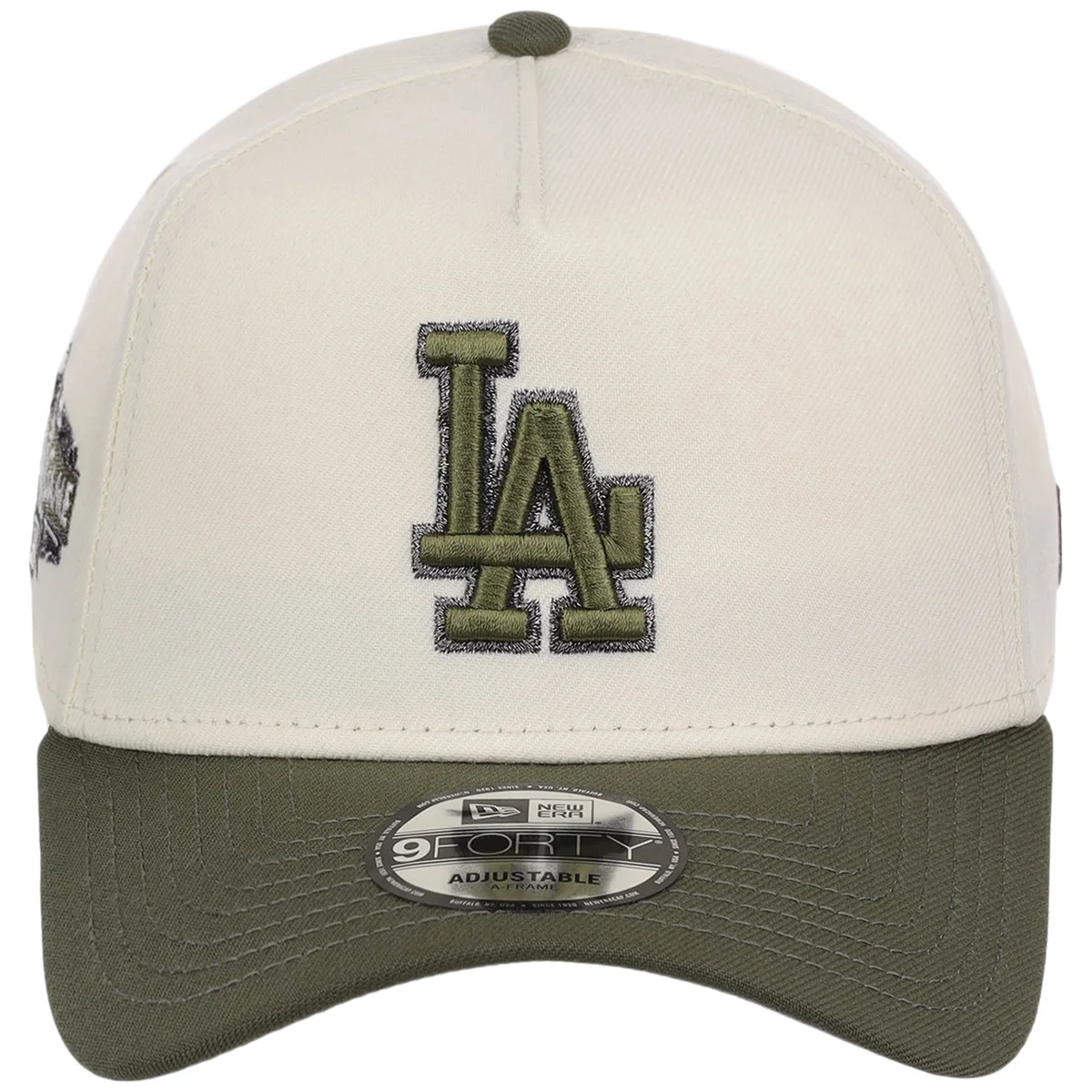 Los Angeles Dodgers MLB Chrome Olive New Era 9FORTY detail view