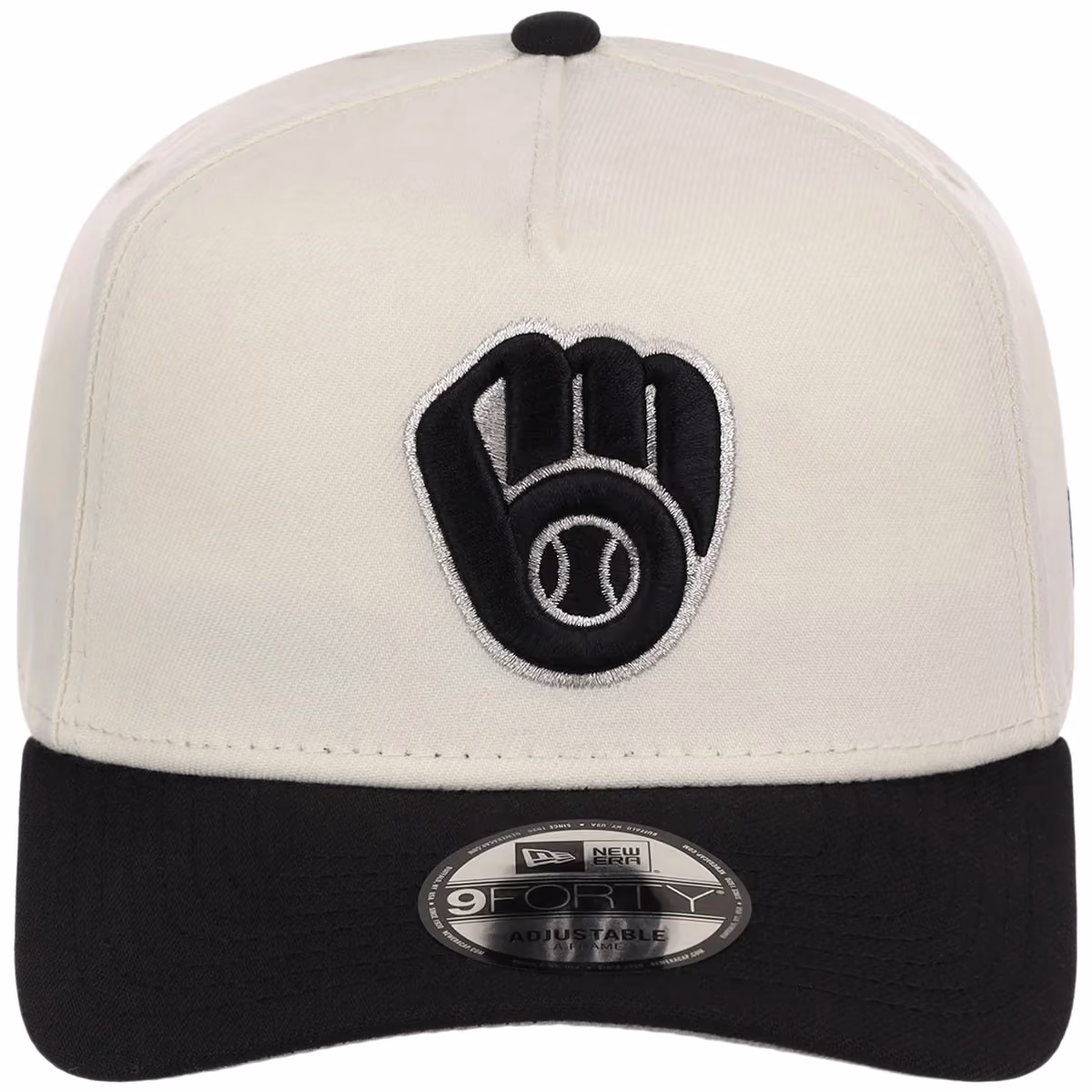 Milwaukee Brewers MLB Chrome x Black FASHION CORE New Era 9FORTY A-Frame detail view