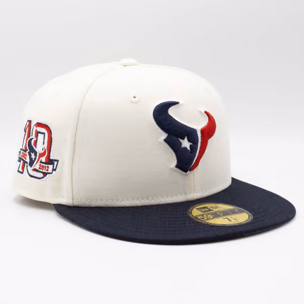 Houston Texans 10th Anniversary New Era 59FIFTY Fitted NFL Cap Cream product photo