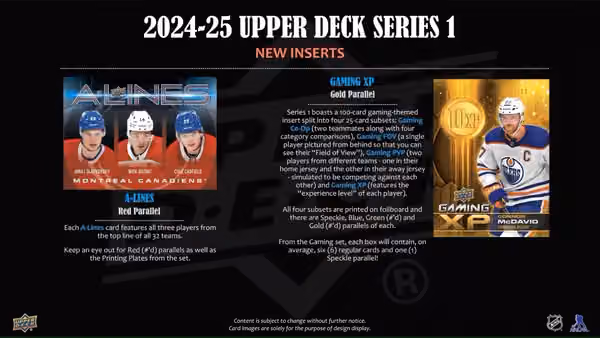 2024/25 Upper Deck Series 1 Hockey NHL Hobby Box view 4