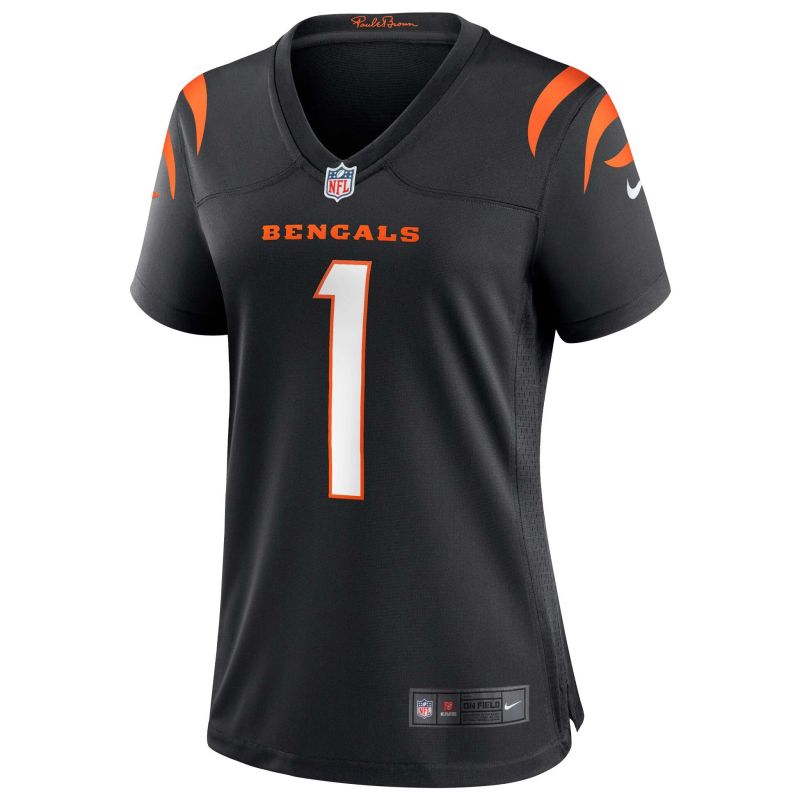 Ja'Marr Chase #1 Cincinnati Bengals Nike Game NFL Jersey Black (WOMEN'S) view 2