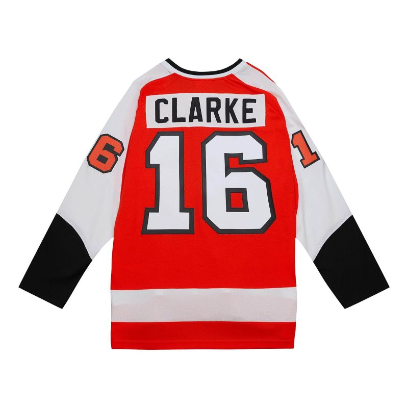 Bobby Clarke #16 Philadelphia Flyers 1974-75 Mitchell & Ness NHL Jersey view 1