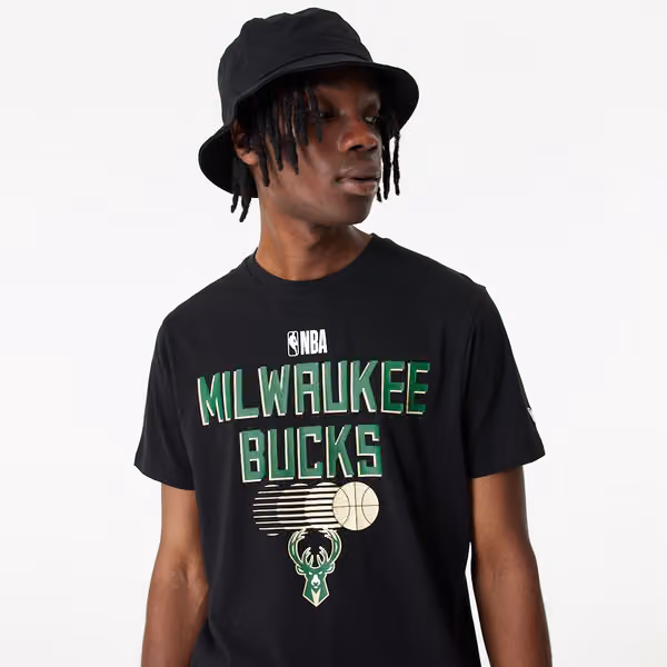 New Era Milwaukee Bucks Team Graphic Basketball T-Shirt Black view 5