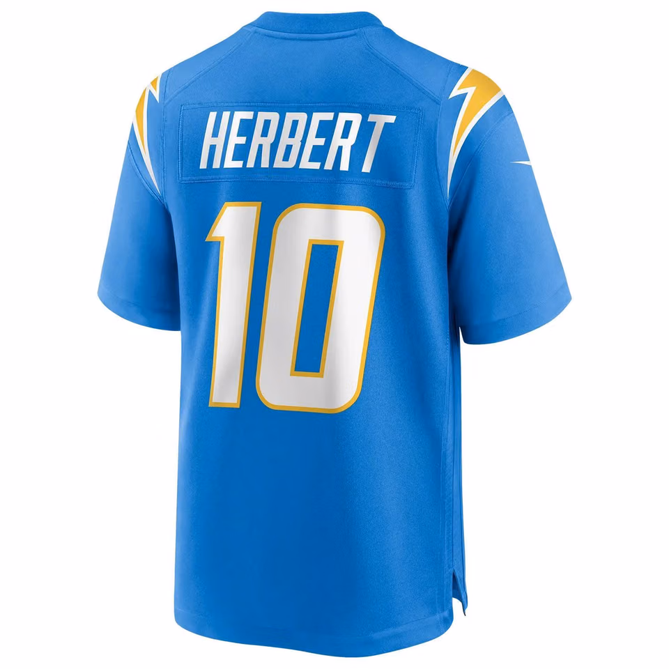Justin Herbert #10 Los Angeles Chargers Nike Game NFL Jersey Powder Blue view 3